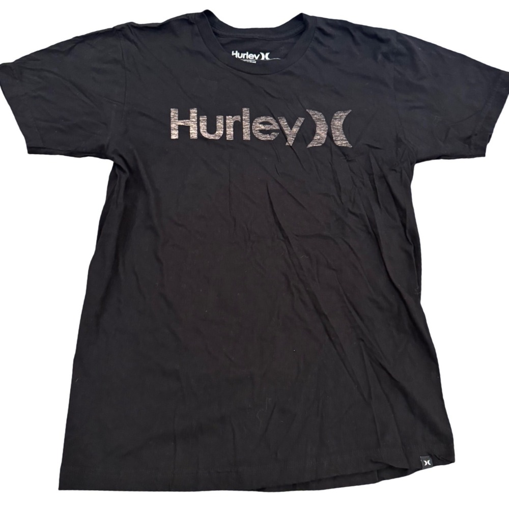 Hurley Mens Premium Fit Graphic T-Shirt Black Short Sleeve Logo Tee Size M